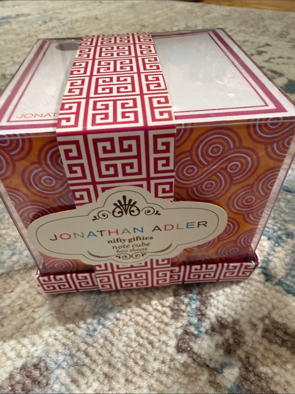 NWT - Jonathan Adler Gothic Rose Note Cube Pink Orange 600 Sheets